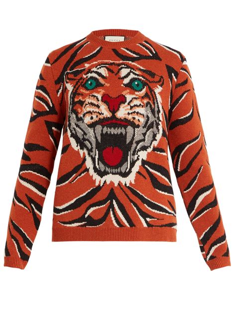 gucci tiger wool cardigan intarsia wool-blend|Gucci Cardigan for Women .